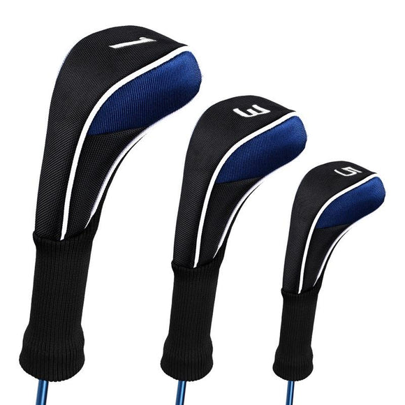 NNEDSZ 3-in-1 Golf Club Cover Set - No.1 No.3 No.5 - Blue