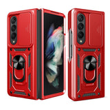 NNEDSZ Samsung Galaxy Z Fold 4 Tpu Pc Case With Sliding Camera Cover - Silver