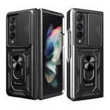 NNEDSZ Samsung Galaxy Z Fold 4 Tpu Pc Case With Sliding Camera Cover - Silver