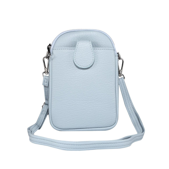 NNEDSZ Litchi Texture Phone Crossbody Bag Leather Case For 5.5 Inch - 7.2 Inch Phones - Blue