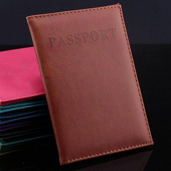 NNEDSZ Travel Passport Cover Faux Leather Holder - Yellow Brown