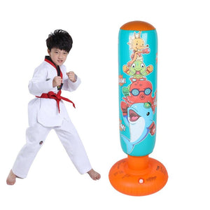 NNEDSZ Children'S Inflatable Vertical Boxing Column - Cartoon Underwater Animal Pattern - 1.25M Height - Blue