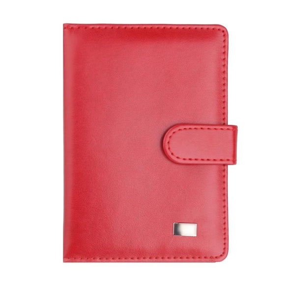 NNEDSZ Passport & Card Holder With Buckle Clip Pu Protection - Red