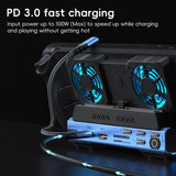 NNEDSZ 9-In-1 Usb-C Gaming Dock With Detachable Fan - Blue / Black