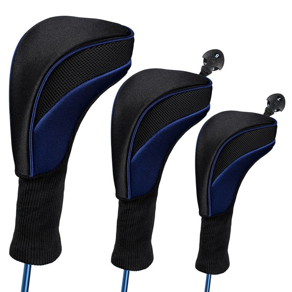 NNEDSZ 3-in-1 Golf Club Head Cover - No.1 No.3 No.5 - Protective - Blue