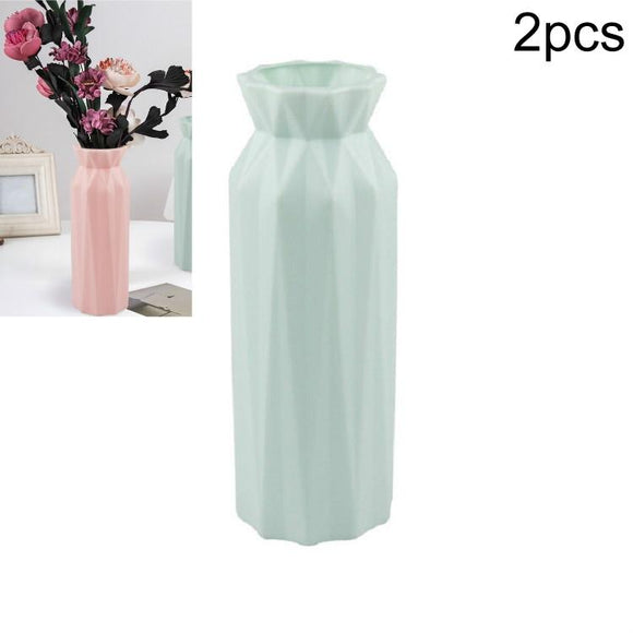 NNEDSZ 2-pack Plastic Round Vases - Simple Anti-fall Home Decor Ornaments - Green
