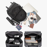 NNEDSZ Men Black Cowhide Leather Backpack for Casual Business with Laptop Compartment