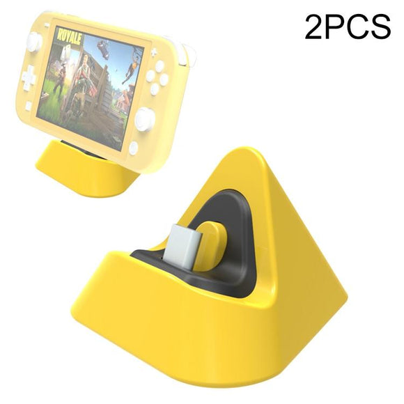 NNEDSZ 2-Pack Portable Triangle Charger For Nintendo Switch / Lite - Yellow
