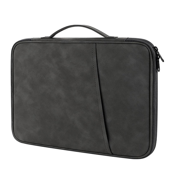 NNEDSZ Grey Sheepskin Leather Bag for 12.9-13 Inch Laptops - Portable and Stylish