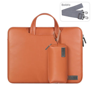 NNEDSZ 15 Inch Waterproof Laptop Bag with Power Pack and Inner Pouch - Brown