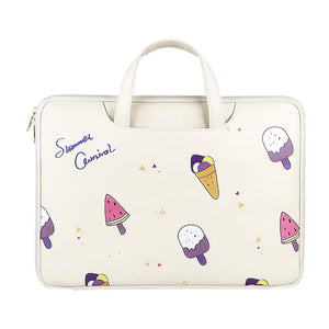 NNEDSZ 14.1-15.4 Inch Lightweight Printed Laptop Bag in Pu Material - Ice Cream