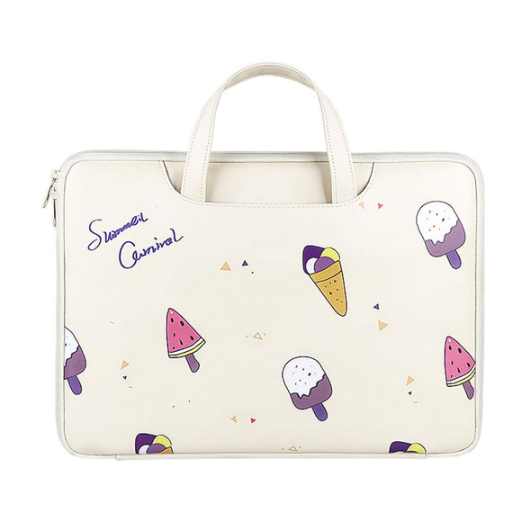 NNEDSZ 14.1-15.4 Inch Lightweight Printed Laptop Bag in Pu Material - Ice Cream