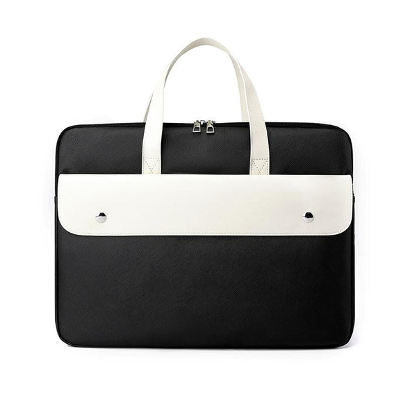 NNEDSZ Stylish Pu Leather Laptop Bag - Briefcase Cover - Black - 15.6 Inch