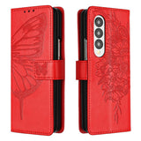 NNEDSZ Butterfly Embossed Leather Phone Case - Red