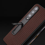 NNEDSZ Premium Leather Phone Case With Holder For Samsung Galaxy Z Fold 4 / 5G - Luxury Design - Night Green
