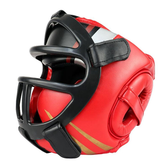 NNEDSZ Competition Sparring Boxing Helmet For Head Protection - Red With Mask - L