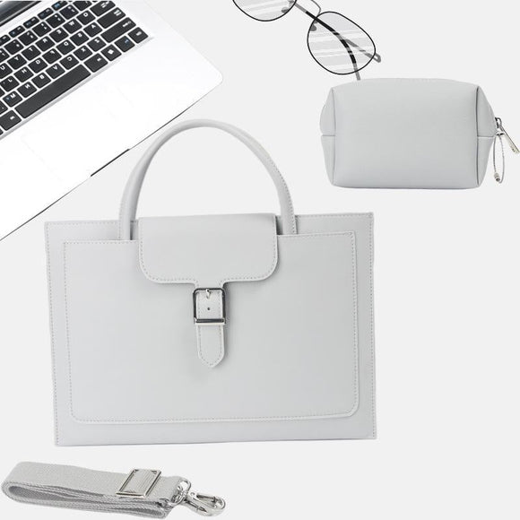 NNEDSZ 15-inch Waterproof Laptop Bag with Power Pack - Portable - Light Grey