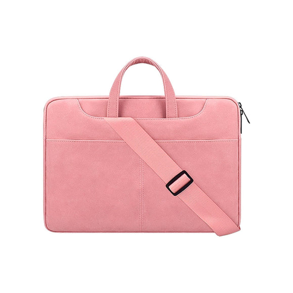 NNEDSZ 15.6 Inch Detachable Shoulder Laptop Bag - Frosted Pu Business - Pink