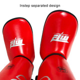 NNEDSZ Protective Leg Guards For Freestyle Grappling And Thai Boxing Training - L - Red