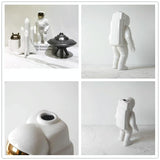 NNEDSZ Salute Astronaut Ceramic Vase - Tabletop Decor with Dried Flowers - White