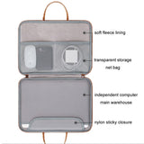 NNEDSZ Waterproof Leather Computer Bag - 15 / 15.6 / 16 Inches Fully Open & Portable - Gray Brown