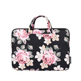 NNEDSZ 15 Inch Laptop Case Bag with White Rose Pattern and Handle - Blue