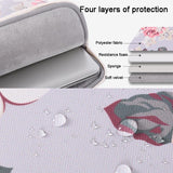 NNEDSZ 15 Inch Laptop Case Bag with White Rose Pattern and Handle - Blue