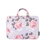 NNEDSZ 15 Inch Laptop Case Bag with White Rose Pattern and Handle - Blue