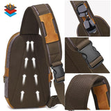 NNEDSZ Canvas & Leather Men Chest Bag Crossbody & Waist Bag Combo - Earth Yellow