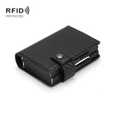 NNEDSZ Secure Dual Card Wallet With Rfid Blocking - Carbon Fiber Pattern Black