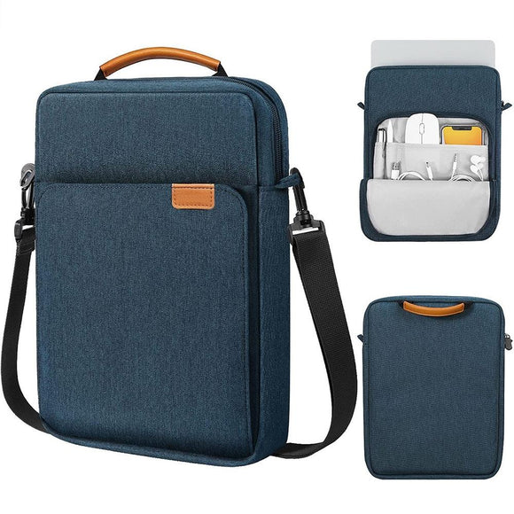 NNEDSZ 13 Inch Vertical Laptop Bag - Handheld Shoulder Crossbody - Dark Blue