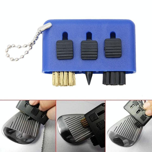 NNEDSZ 3-piece Portable Golf Groove Cleaning Brush - Blue