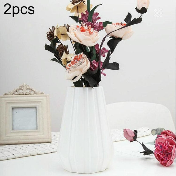 NNEDSZ 2-piece Plastic Vase for Creative Flower Arrangements - Milk White