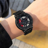 NNEDSZ Men 360 Degree Hollow Spinning Dial Quartz Watch With Steel Strap