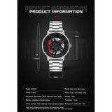NNEDSZ Men 360 Degree Hollow Spinning Dial Quartz Watch With Steel Strap
