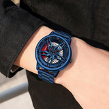 NNEDSZ Men 360 Degree Hollow Spinning Dial Quartz Watch With Steel Strap