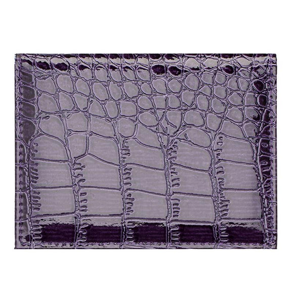 NNEDSZ Pu Crocodile Pattern Card Holder Fits Cdc Documents - Purple