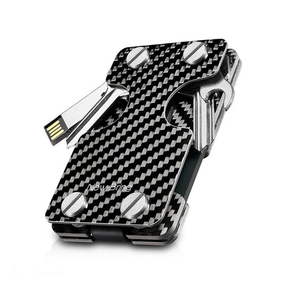 NNEDSZ Multifunctional Edc Wallet For Keys & U Disk New Bring Metal Card Holder - Carbon Fiber