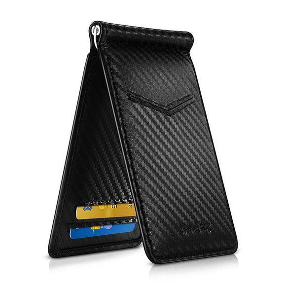 NNEDSZ Ultra Thin Rfid Card Holder For Men Secure Multi Card Id Leather Case - Carbon Fiber