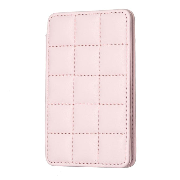 NNEDSZ Grid Pattern Card Bag Sticker For Mobile Phones - Pink
