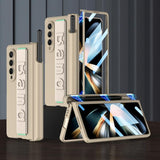 NNEDSZ Samsung Galaxy Z Fold 4 Shockproof Magnetic Fold Case With Wrist Strap - Navy Blue