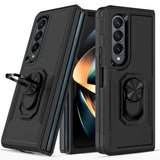 NNEDSZ Galaxy Z Fold 4 Tpu Shockproof Case With Ring - 2 In 1 Design - Dark Green