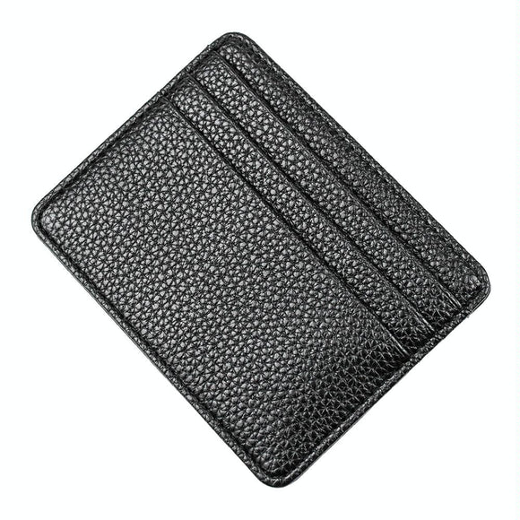 NNEDSZ Lychee Pattern Mini Card Holder Multi Card Slots Ultra Thin Coin Purse - Black