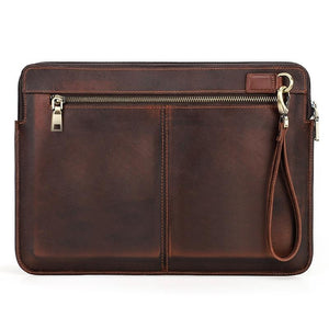 NNEDSZ 14.2 Inch Leather Laptop Sleeve for Macbook Pro - Black - Coffee