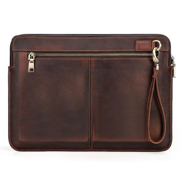 NNEDSZ 14.2 Inch Leather Laptop Sleeve for Macbook Pro - Black - Coffee