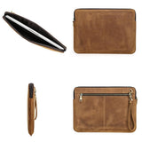 NNEDSZ 14.2 Inch Leather Laptop Sleeve for Macbook Pro - Black - Coffee