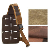 NNEDSZ Retro Waxed Canvas Chest Bag Large Capacity Shoulder Crossbody Bag For Men - Khaki