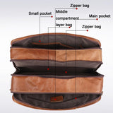 NNEDSZ Men 15.6 Inch Business Handbag Casual Singer Shoulder Messenger Bag - Brown