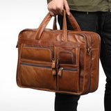 NNEDSZ Men 15.6 Inch Business Handbag Casual Singer Shoulder Messenger Bag - Brown