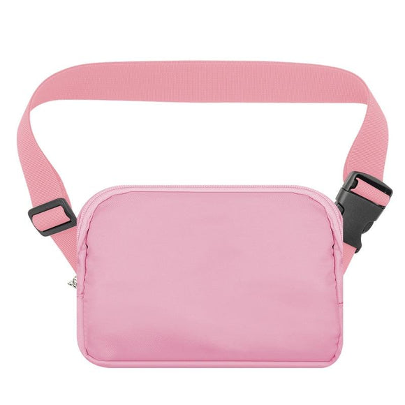NNEDSZ Waterproof Nylon Chest Bag For Outdoor Sports Running Mobile Phone Pocket - Pink